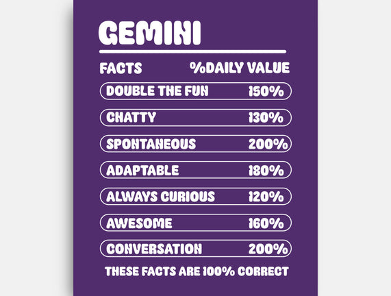 Gemini Facts Chart