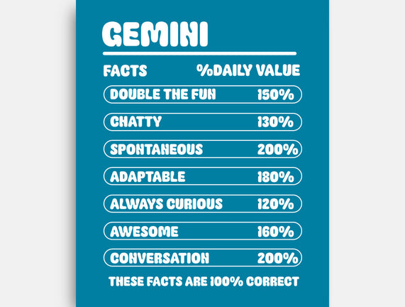 Gemini Facts Chart