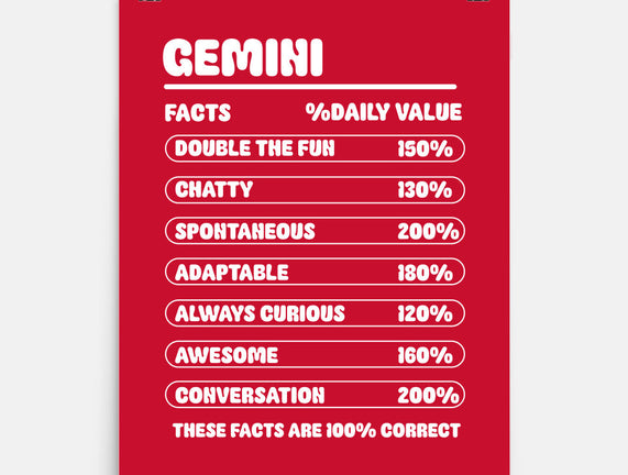 Gemini Facts Chart