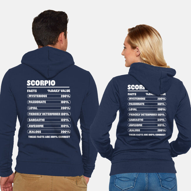 Scorpio Facts Chart-Unisex-Zip-Up-Sweatshirt-MaxoArt