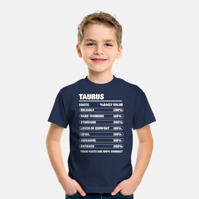 Taurus Facts Chart-Youth-Basic-Tee-MaxoArt