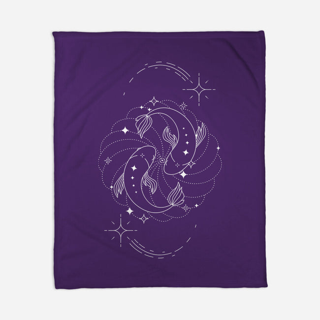 Pisces Doodle-None-Fleece-Blanket-MaxoArt