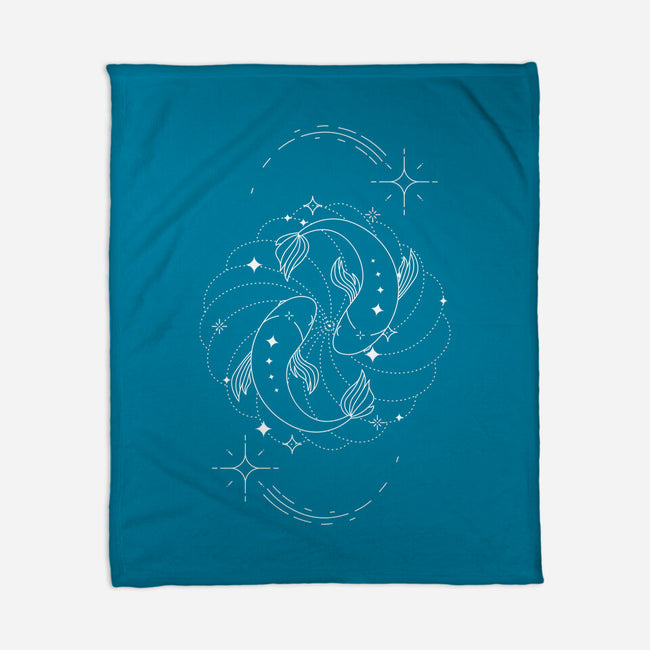 Pisces Doodle-None-Fleece-Blanket-MaxoArt