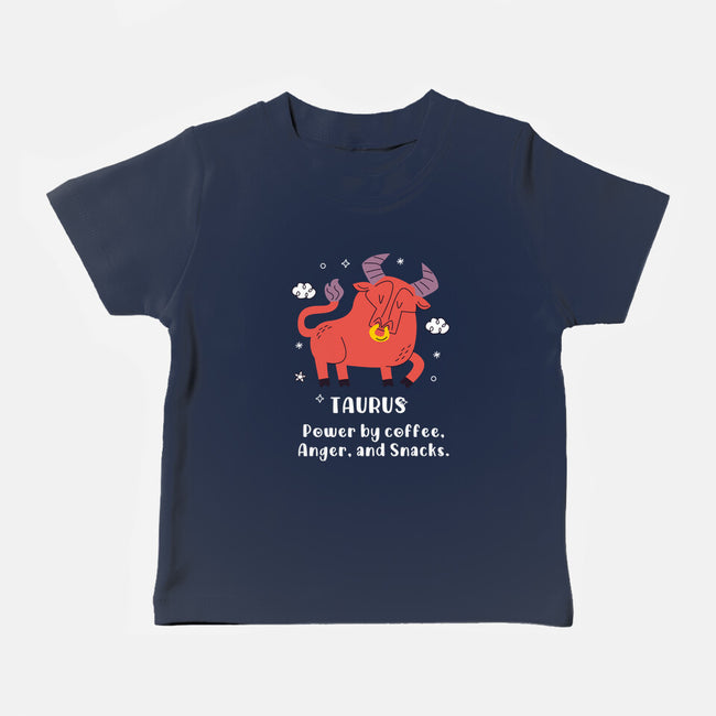 Powered By Coffee Anger And Snacks-Baby-Basic-Tee-MaxoArt