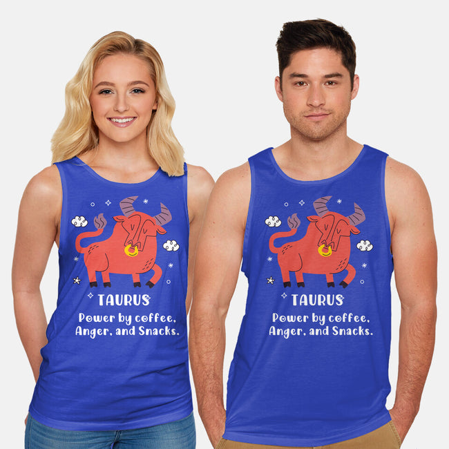 Powered By Coffee Anger And Snacks-Unisex-Basic-Tank-MaxoArt