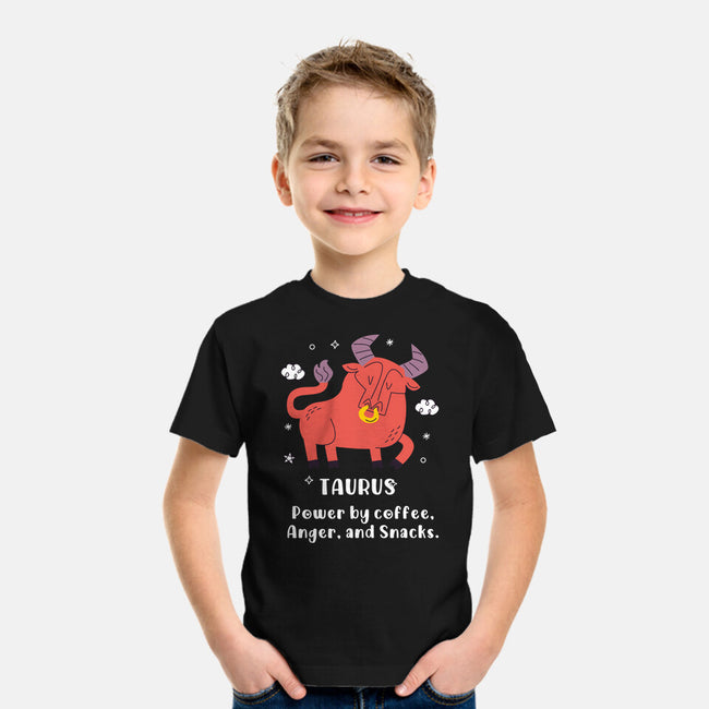 Powered By Coffee Anger And Snacks-Youth-Basic-Tee-MaxoArt