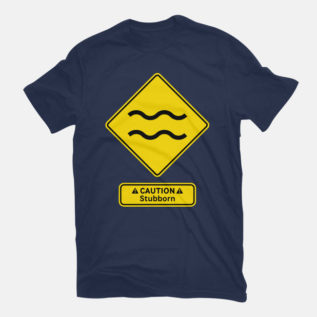 Caution Stubborn-Mens-Basic-Tee-imisko