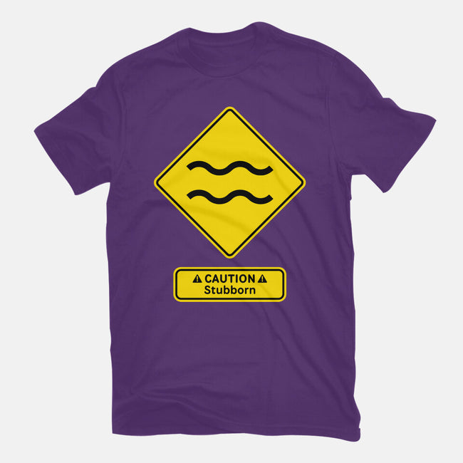Caution Stubborn-Mens-Basic-Tee-imisko