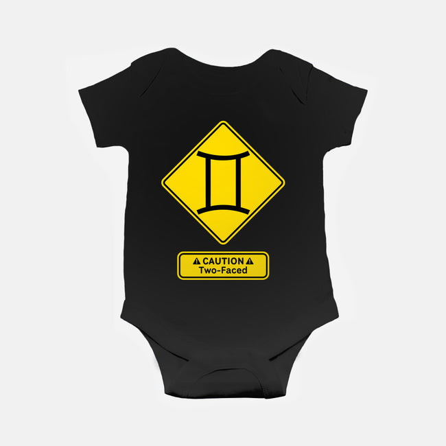 Caution Two-Faced-Baby-Basic-Onesie-imisko