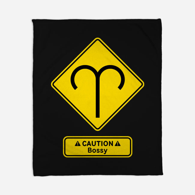 Caution Bossy-None-Fleece-Blanket-imisko
