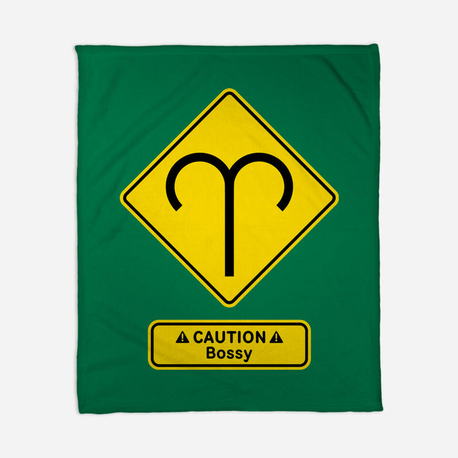 Caution Bossy-None-Fleece-Blanket-imisko