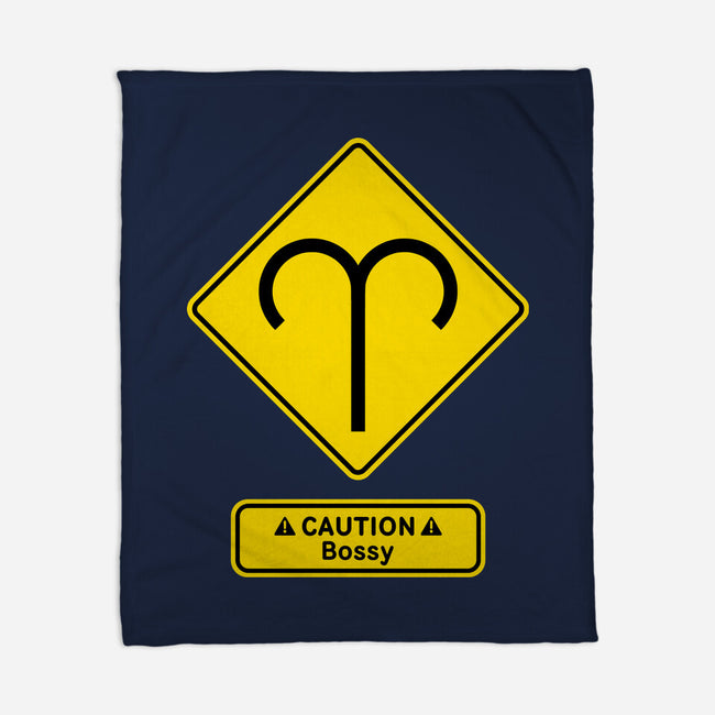 Caution Bossy-None-Fleece-Blanket-imisko