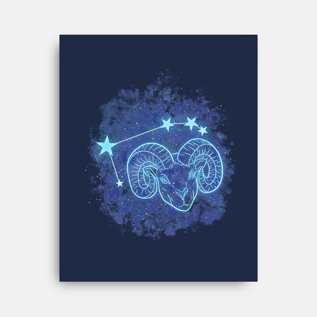 Aries Neon Constellation-None-Stretched-Canvas-nickzzarto