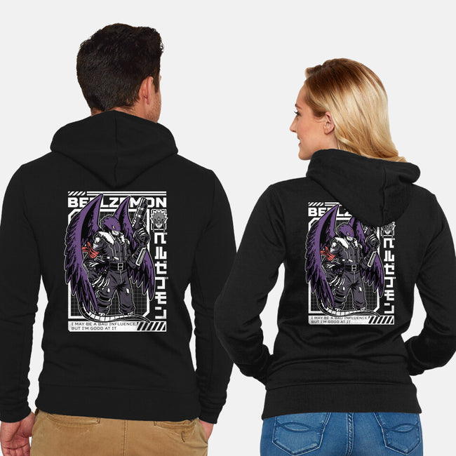 Digital Demon Lord Cyberpunk-Unisex-Zip-Up-Sweatshirt-Studio Mootant