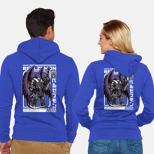 Digital Demon Lord Cyberpunk-Unisex-Zip-Up-Sweatshirt-Studio Mootant