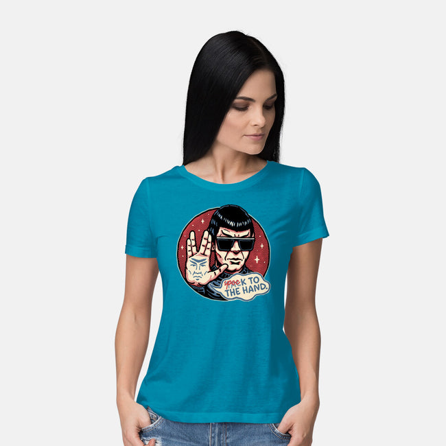Spock To The Hand-Womens-Basic-Tee-glitchygorilla