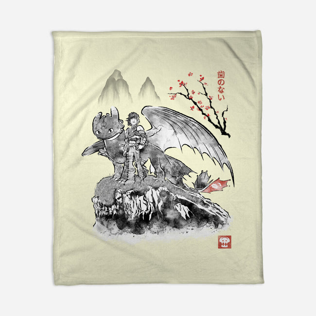 Toothless Sumi-e-None-Fleece-Blanket-Astrobot Invention