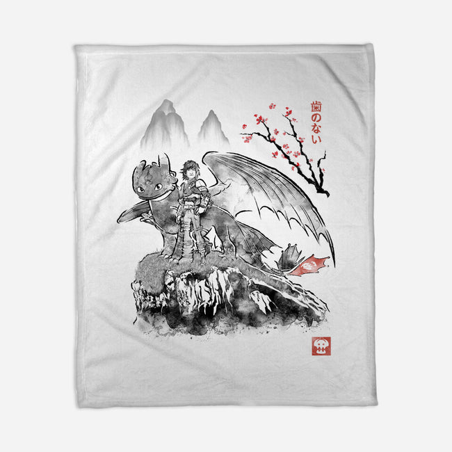 Toothless Sumi-e-None-Fleece-Blanket-Astrobot Invention