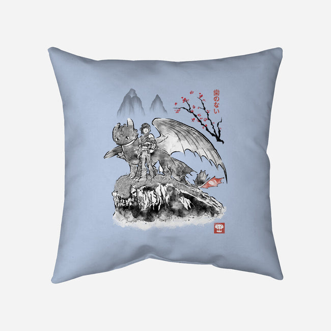 Toothless Sumi-e-None-Removable Cover w Insert-Throw Pillow-Astrobot Invention