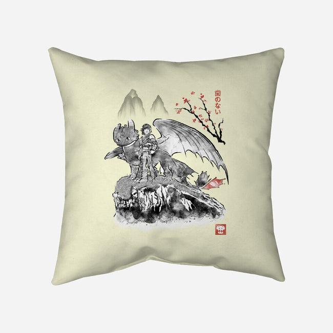 Toothless Sumi-e-None-Removable Cover w Insert-Throw Pillow-Astrobot Invention