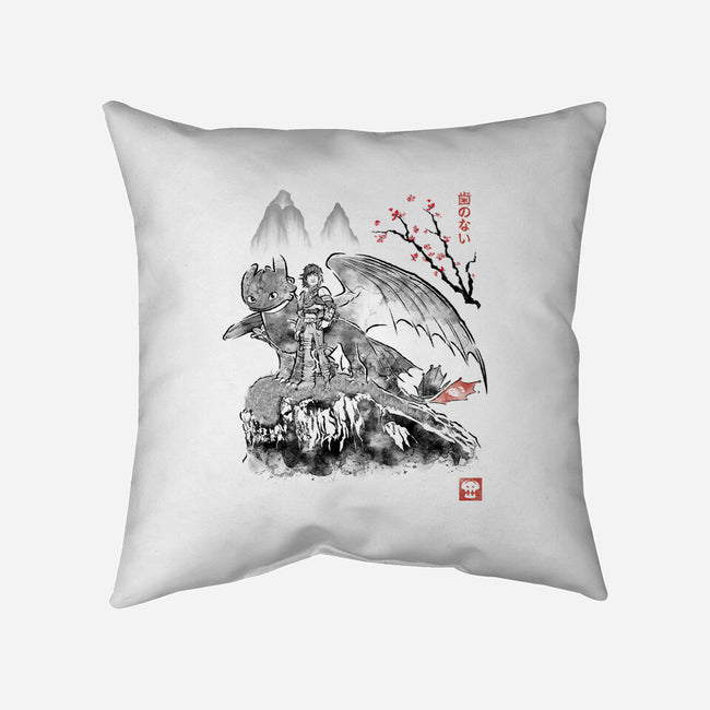 Toothless Sumi-e-None-Removable Cover w Insert-Throw Pillow-Astrobot Invention