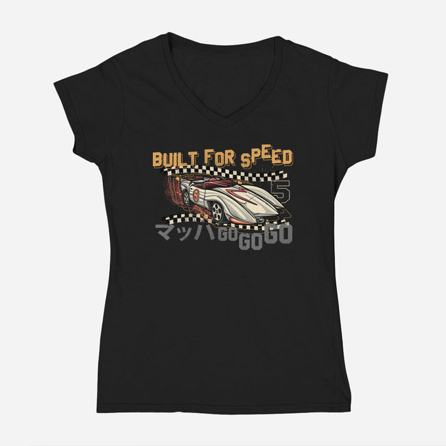 Built For Speed-Womens-V-Neck-Tee-glitchygorilla