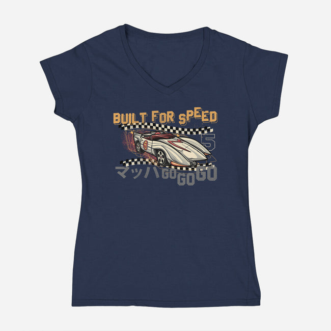 Built For Speed-Womens-V-Neck-Tee-glitchygorilla