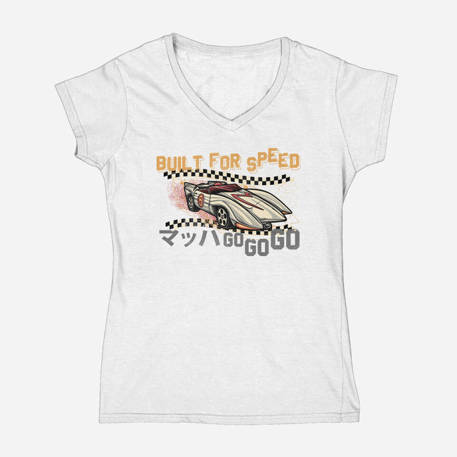 Built For Speed-Womens-V-Neck-Tee-glitchygorilla