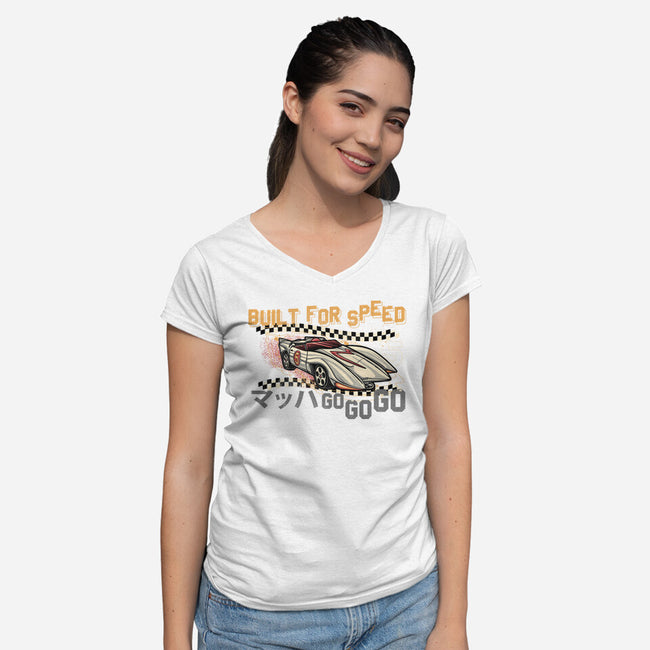 Built For Speed-Womens-V-Neck-Tee-glitchygorilla