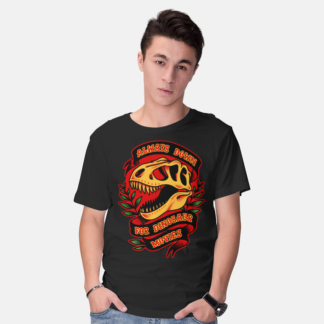 Always Down For Dino Movies-Mens-Basic-Tee-patrickgp