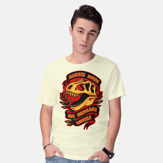 Always Down For Dino Movies-Mens-Basic-Tee-patrickgp