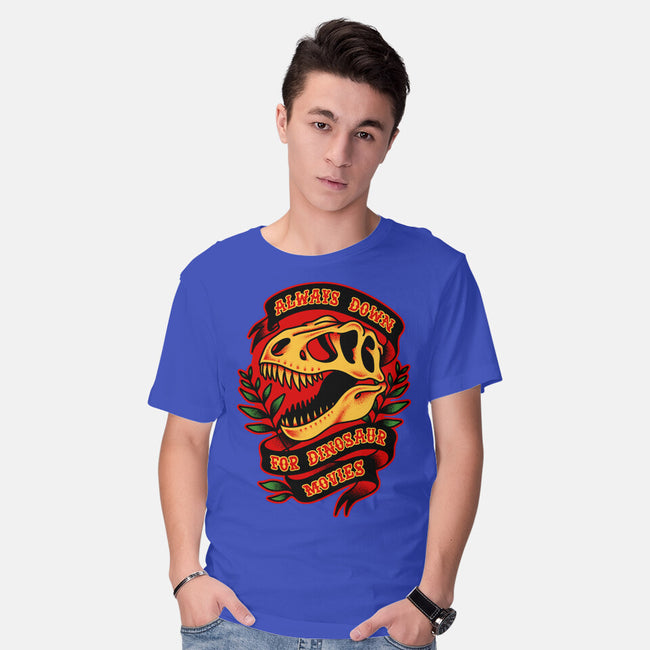 Always Down For Dino Movies-Mens-Basic-Tee-patrickgp