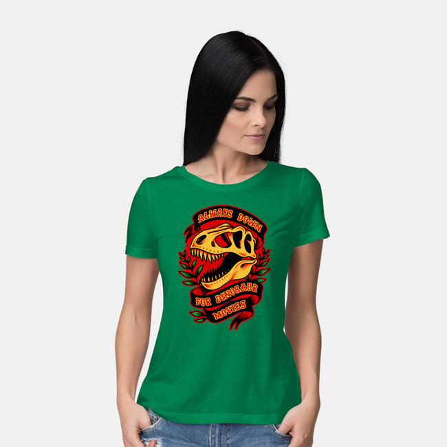 Always Down For Dino Movies-Womens-Basic-Tee-patrickgp