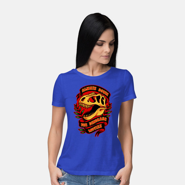 Always Down For Dino Movies-Womens-Basic-Tee-patrickgp