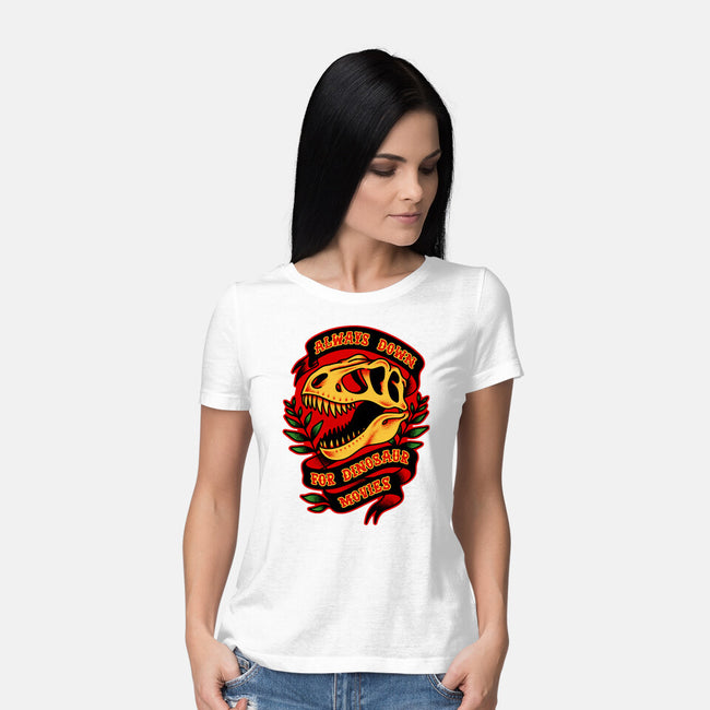 Always Down For Dino Movies-Womens-Basic-Tee-patrickgp