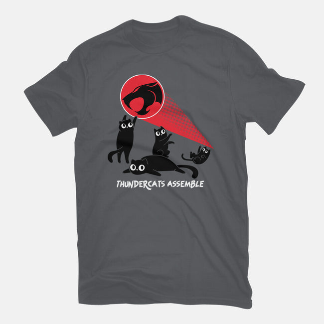 Cats Assemble-Mens-Heavyweight-Tee-rocketman_art