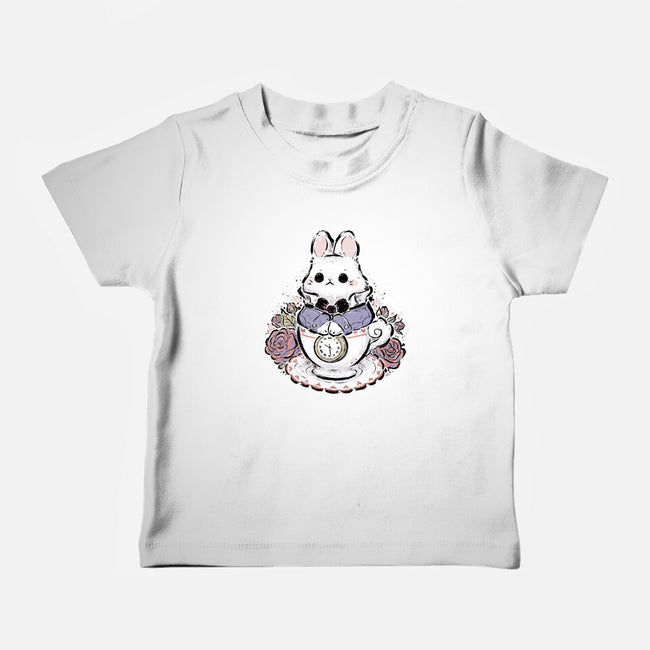 Cute White Rabbit Tea Cup-Baby-Basic-Tee-xMorfina