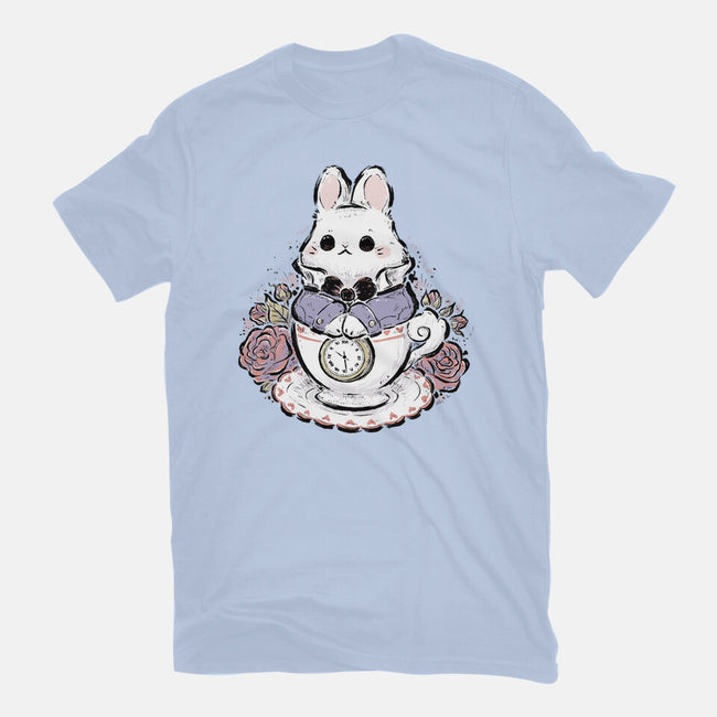 Cute White Rabbit Tea Cup-Mens-Basic-Tee-xMorfina