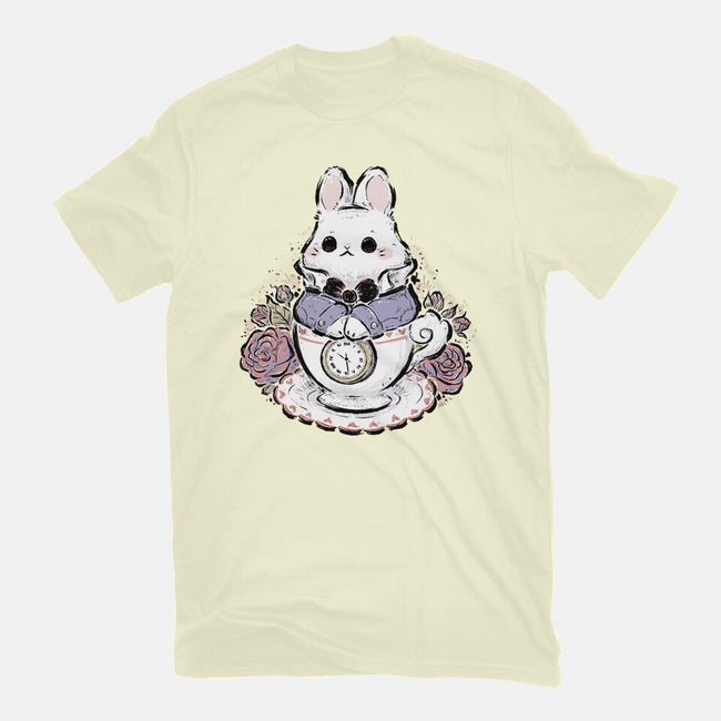 Cute White Rabbit Tea Cup-Mens-Basic-Tee-xMorfina