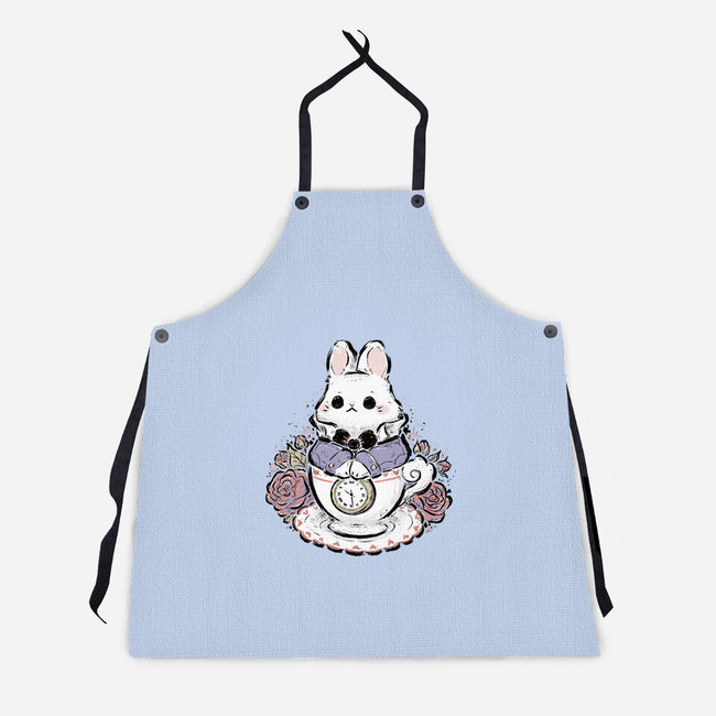 Cute White Rabbit Tea Cup-Unisex-Kitchen-Apron-xMorfina