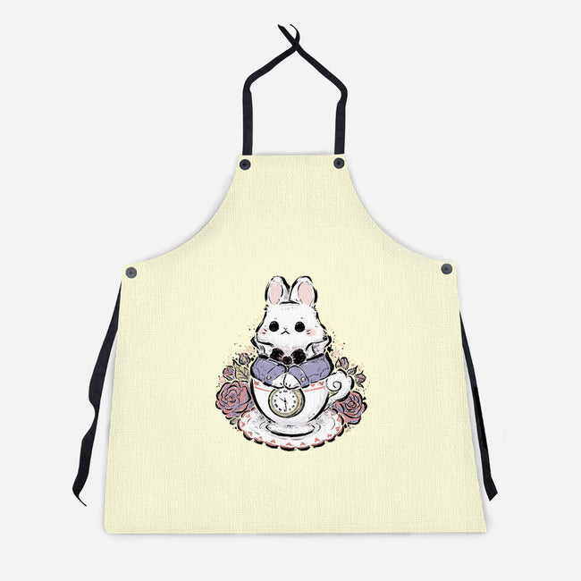 Cute White Rabbit Tea Cup-Unisex-Kitchen-Apron-xMorfina