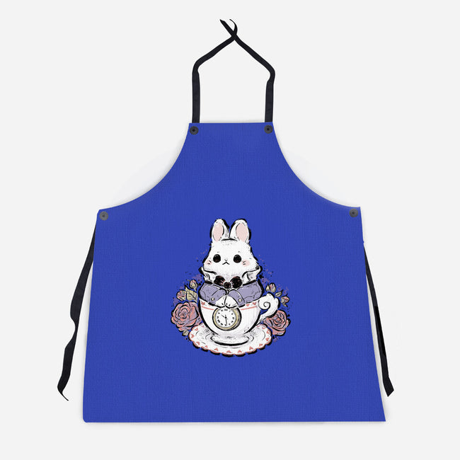 Cute White Rabbit Tea Cup-Unisex-Kitchen-Apron-xMorfina