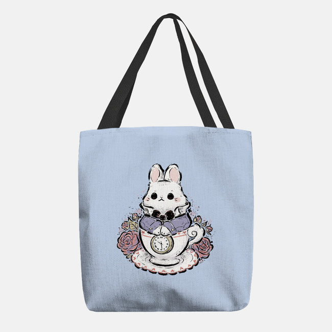 Cute White Rabbit Tea Cup-None-Basic Tote-Bag-xMorfina