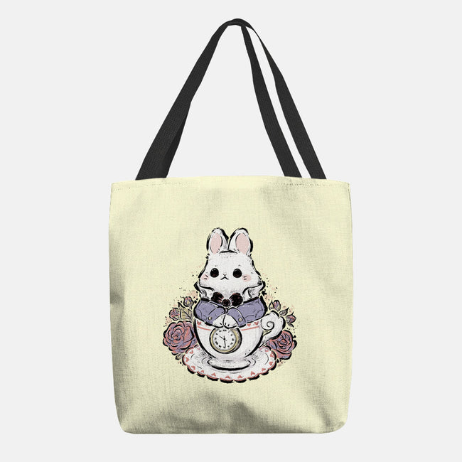 Cute White Rabbit Tea Cup-None-Basic Tote-Bag-xMorfina