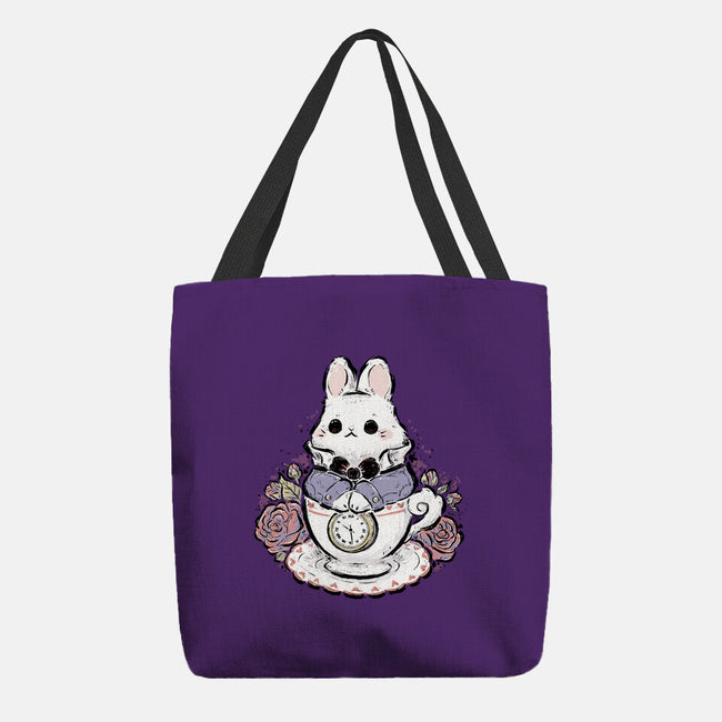 Cute White Rabbit Tea Cup-None-Basic Tote-Bag-xMorfina