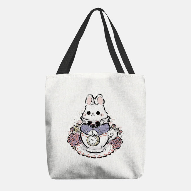 Cute White Rabbit Tea Cup-None-Basic Tote-Bag-xMorfina