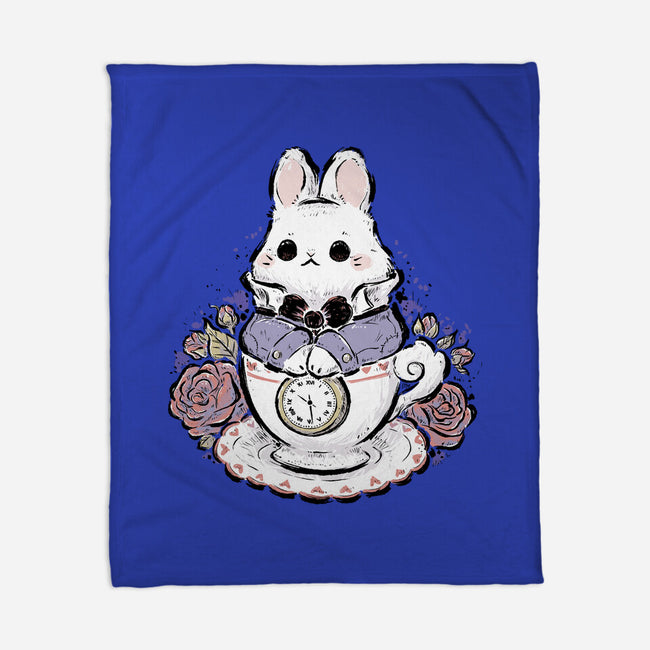 Cute White Rabbit Tea Cup-None-Fleece-Blanket-xMorfina