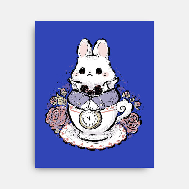 Cute White Rabbit Tea Cup-None-Stretched-Canvas-xMorfina