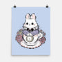 Cute White Rabbit Tea Cup-None-Matte-Poster-xMorfina