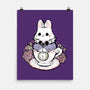 Cute White Rabbit Tea Cup-None-Matte-Poster-xMorfina